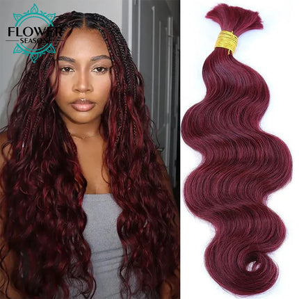 Bulk Human Hair For Braiding Body Wavy Double Drawn Color 30 27 99J Bulk Hair Wholesale for Boho Braids Hair Extensions