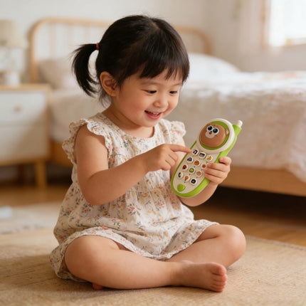 Cute Bear Baby Phone Toy Music Sound Telephone Sleeping Toys Simulation Phone Multifunctional Early Educational Toy with Lights