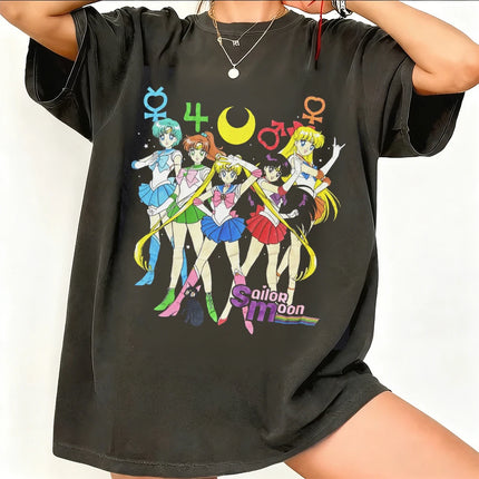 Sailor Moon Retro 90s Anime Graphic T Shirt Summer Cotton Men Women Tee Streetwear Casual Trend Short Sleeve Couple Hip Hop Top