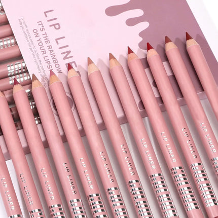 12pcs Lip Liner Pencil Set Long Lasting Matte Natural Creamy Cosmetics Lip Liner Kit Luxury Matte Lip Liner Lip Contour Lipstick