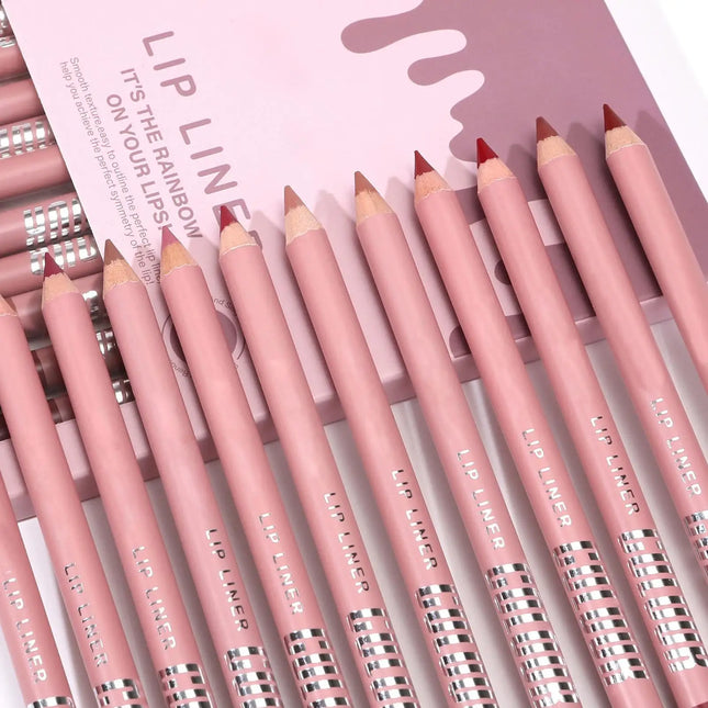 12pcs Lip Liner Pencil Set Long Lasting Matte Natural Creamy Cosmetics Lip Liner Kit Luxury Matte Lip Liner Lip Contour Lipstick