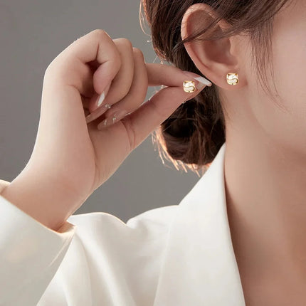 Gold Plated Brass Caged Pearl Stud Earrings For Women Girls Luxury Women Earrings 2025
