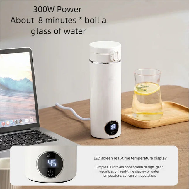 JFBONIN Portable Hinged Lid Electric Water Kettle Home Milk Temperature Adjusting Pot Quick Heating Stainless Steel Tea Maker