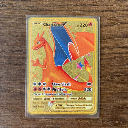 Charizard Theme Metal Collectible Cards Arceus Mewtwo.Super Lehiram ，6Pcs Gold Foil Fan Art Trading Cards Collection Toy Gift