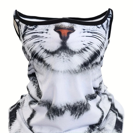 3D Animal Cat Design Summer Full Face Neck Protector Sun Shield Breathable Quick Dry Polyester Helmet Liner for Outdoor Cycling