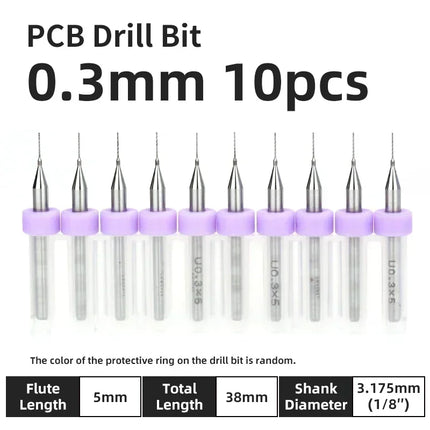 PCB Drill Bit 10pcs Tungsten Steel Micro Diameter Drill Bit Set 1/8 "Fixed Handle Mini Cnc Drill Bit 0.1-3.175mm