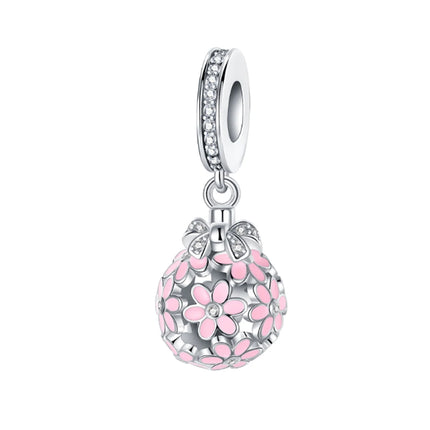 925 Silver Flowers Bouquet Rose Sunflower Blossom Petal Charms Beads Pendant Bracelet Necklace DIY Valentine's Day Gift Jewelry
