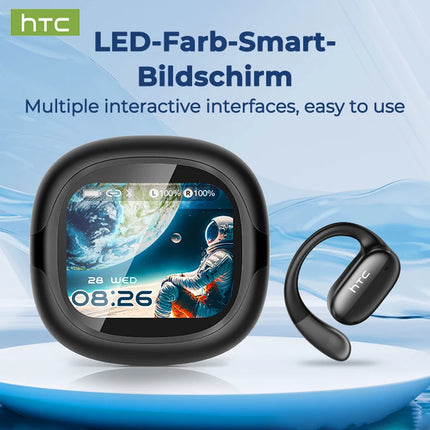 Bluetooth V6.0 Wireless Earphones Open-ear Ai Translator Headphones Full HD LCD Display HTC NE58 Clear Sound More Comfortable