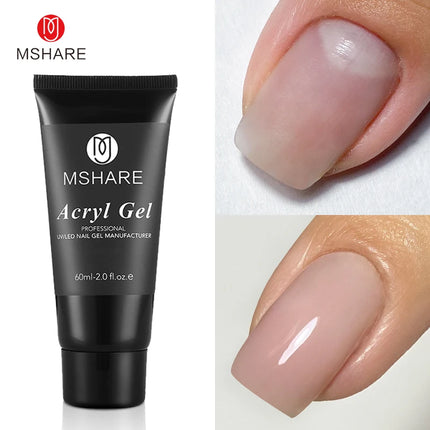 MSHARE Poly Nail Extension Gel TPO Hema Free Milky White Nails 60g Nail Extension Camouflage Quick Building Finger 60ml