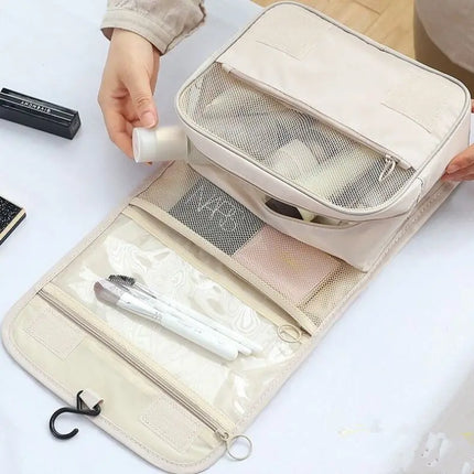 Large Capacity Portable Waterproof Travel Toiletry Bag with Handheld Hook Makeup Storage Bag Dry Wet Separation Cubic Shape