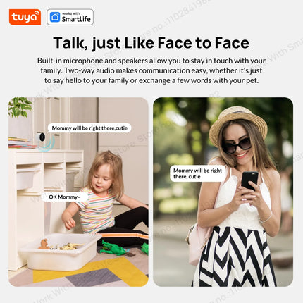 3MP HD Tuya Smart Indoor/Outdoor Security Camera for Home,Baby/Elder/Pet Camera With Phone App,Color Night Vision 2-Way Audio