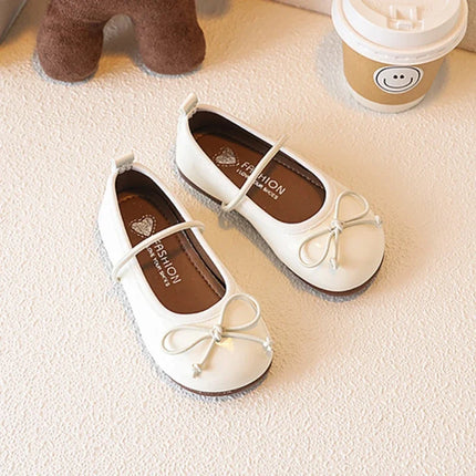 Girls' Loafer Shoes Round-toe Versatile Kids Leather Shoe Spring Autumn Bowknot New Children's Flats for Princess Ballet Fashion