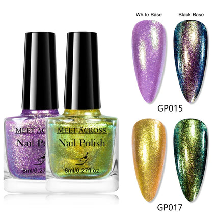 2pcs Chameleon Nail Polish Kit 8ml Natural Dry Saving Time Long Lasting Glitter Nail Art Polish For Manicure DIY Nail Supplies