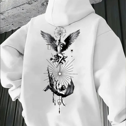 Oversized Unisex Royal Blue Hoodie Angel Demon Double Side Print 2026 Spring Autumn Korean Ulzzang Y2K Viral Street Sweatshirt