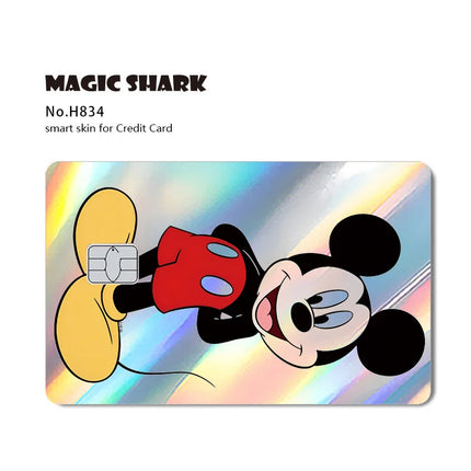 Magic Shark Mickey Minnie Stitch Donald Duck Bear Princess Holographic Film Shinny Laser Skin Sticker for Debit Credit Card