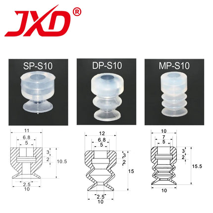 JXD SPL-S02/04 SP-S04/06/08/10/12/15/20/25/30 Mini White Silicone Pneumatic Vacuum Suction Cup