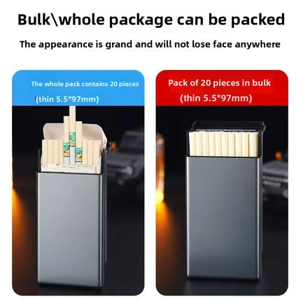 Thin Cigarette Case 20pcs Pack Ultra-thin Lightweight Cigarette Storage Box Aluminum Alloy Cigarette Case Automatically Pops Out