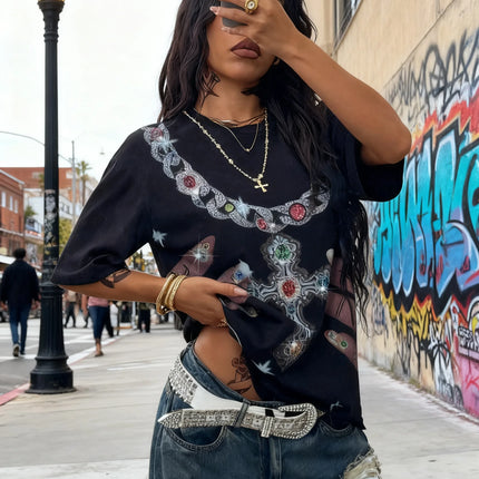 New Women's Fashionable 3D Printed Street Fashion Breathable Quick Drying T-shirt Suitable for Daily Outdoor Sports and Leisure