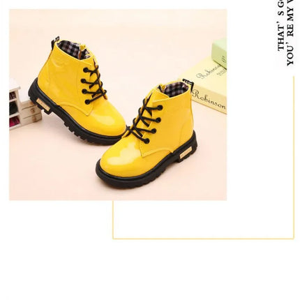 Children Ankle Shoes PU Leather Waterproof Tide Kids Rubber Boots Girls Boys Fashion Boots Anti-Slippery Spring Autumn 2024