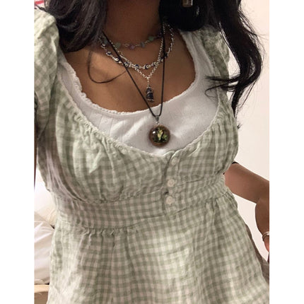 Xingqing Ruffle Top Buttons Y2K Kawaii Women Crop Tops Cute E-girl Short Sleeve T-shirt Sweet Fairy Core Clothes Summer 2024 Vest