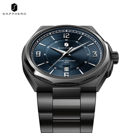 SAPPHERO Luxury Men's Watches Date Display Stainless Steel Watch Strap Men's Gifts Travel Essentials Waterproof Wristwatch