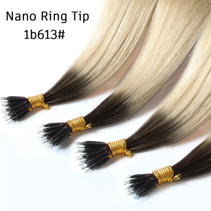Straight Nano Rings Tip Hair Extension Ombre Natural Virgin 100% Human Hair Bulk Blonde Bundles Micro Beads Wholesale keratin