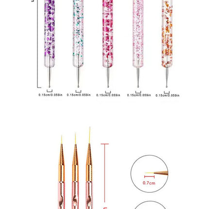 New 3/15PCS Nail Art Brushes for Manicure Builder Gel Nail Gradient Brush Thin Nail Brush Gel UV Polish Manicure Tools XJS09