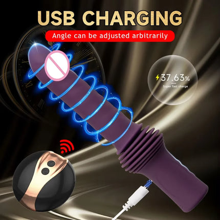 Telescopic Automatic Sex Machine Remote Control Dildo Vibrators  Heating Massager G Spot Thrusting Retractable Sex Toy For Woman