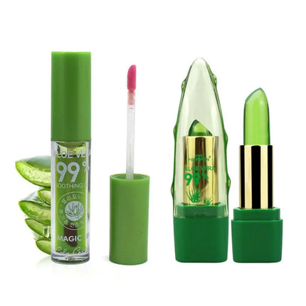Aloe Vera Lip Balm - Temperature Activated Color Change | Hydrating Plant-Based Formula | Jelly Gloss