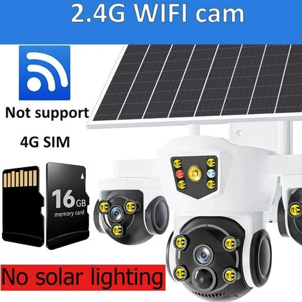 4G Sim Card Solar CCTV PTZ  Outdoor Wireless Human Detection PIR WiFi IP Camera with Siren Solar Powered CCTV Solar Light
