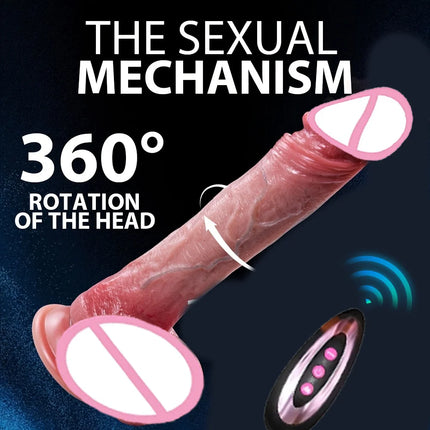 9 Inch Long Rotatable Heatable Strong Suction Cup Vibrating G Spot Rabbit Vibrator 10 Thrust Modes 10 Vibration Patterns