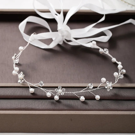Pearl Flower Wreath Headband Girls Bridal Elegant Crowns Hair Headdress Bride Garland Head Hoop Wedding Headbands Hair Jewelry