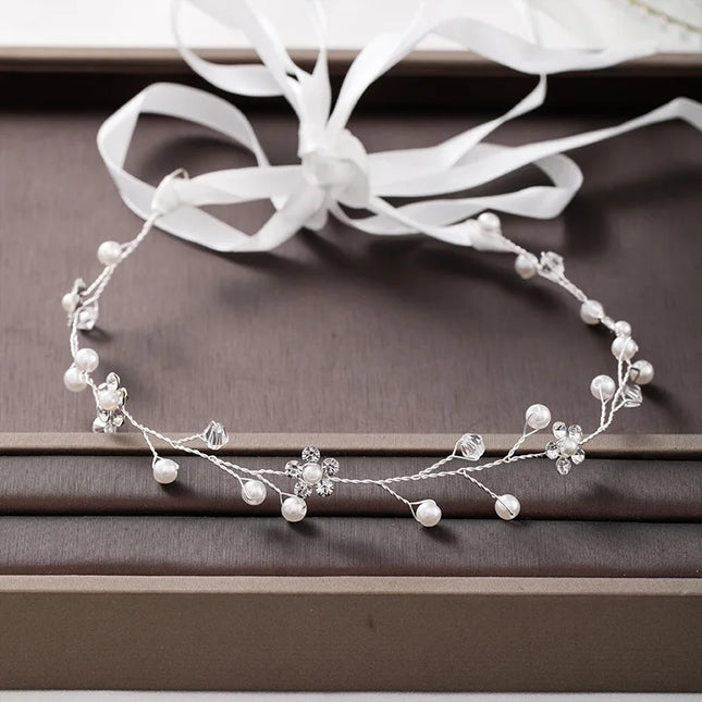 Pearl Flower Wreath Headband Girls Bridal Elegant Crowns Hair Headdress Bride Garland Head Hoop Wedding Headbands Hair Jewelry