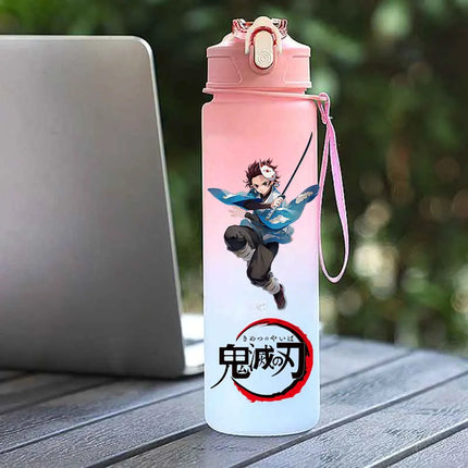 Demon Slayer  Straw Cup 750ML Children's Large Capacity Portable Kamado Nezuko Sports Plastic Bottle Anime Gradient Drinking