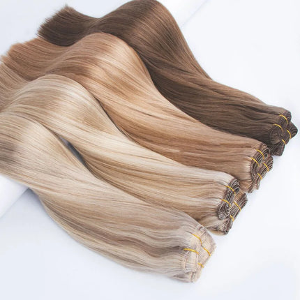 Double Weft Russian Remy Real Human Hair Weave Weft Extensions Full Head 100g Machine Weft 100% Thick Bundle Ombre BrazilianHair