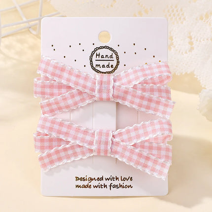 2Pcs Striped Bow Hair Clip Set Women's Sweet Hair Accessories Lovely Girl Headwear Hairpin for Dress up