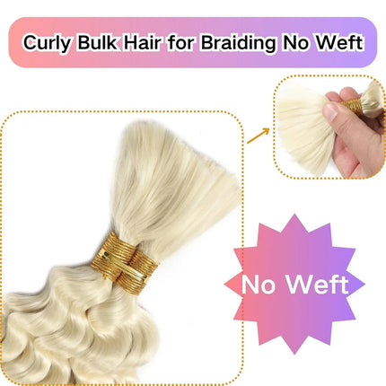 22 inch Synthetic Deep Wave Bulk Synthetic Bohemian Braids Hair Boho Braids Curly Hair Bundles No Weft and Wavy Hair for Women