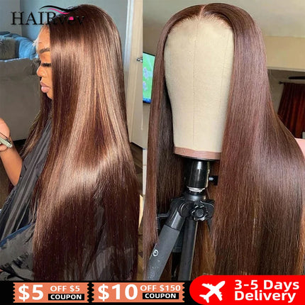 Brown Straight 13x4 Hd Lace Front Human Hair Wigs For Women Remy Brazilian Chocolate Brown 13x6 HD Lace Frontal Wigs Pre Plucked