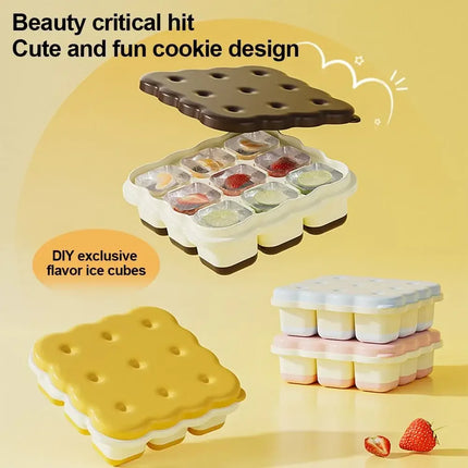 Cartoon 9 Grid Ice Cube Tray, Food Grade PP Ice Mold With Lid Household Freezer Ice Making Tool