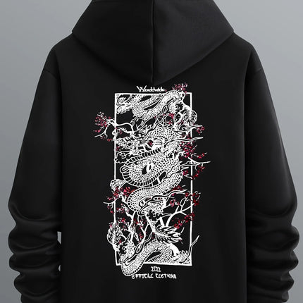 Vintage Hoodies Men Dragon Embroidery Hoodies Women Hip Hop Hooded Sweatshirt Chinese Streetwear Hoody Cotton Fleece Pullover