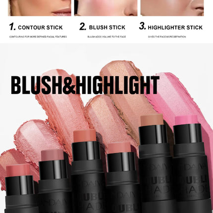 Velvety Sandwich Blush Highlighter Stick Long Lasting Rouge Tint Cream For Cheeks Lips Eyes Easy Blend Natural Look