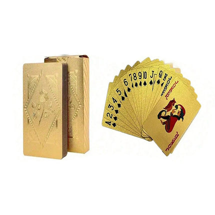 1 A PaIr 0f Rose Waterproof Plastic Poker Cards,Golden Foil Playing Cards For Party Game,(Golden/Black/),Gaming Gift Playing