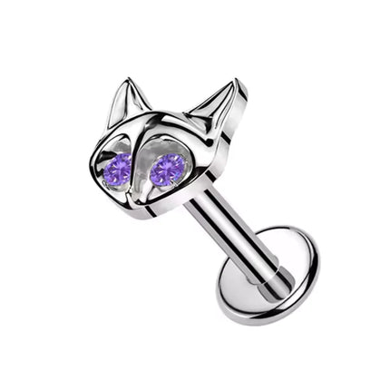F136 Titanium Alloy Fashion Purple Zirconia Stud Earring Set with Cartilage Piercing Lip Stud and Ear Lobe Body Piercing Jewelry