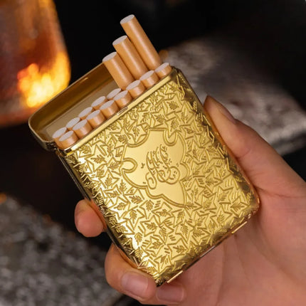 16PCS Capacity Luxury Vintage Engraved Cigarette Case Container Smoking Accessories Pocket Cigarette Box Holder 84mm Storage Box