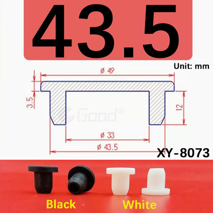 Black T-shaped silicone plug rubber hole cover dust-proof sealing, shock-absorbing foot pad  A-6.8mm~68.6mm