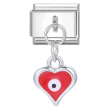 2025 New Vintage Devil Eye Blue Heart Italian Charms Link 9mm Golden Modular Bracelet Stainless Steel DIY Gift Jewelry Wholesale