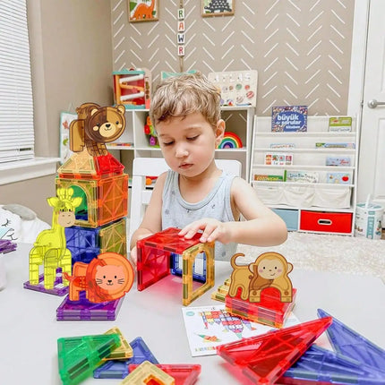 Magnetic Building Blocks, Magnetic Sheet Toys, Versatile Assembly Construction Toys, with Dinosaur Props, Suitable for Birthdays
