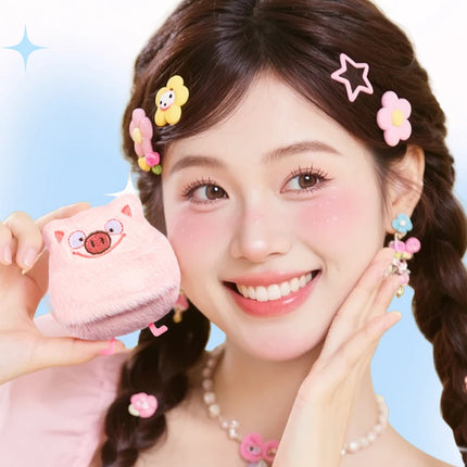 Cute Soft Plush Powder Puff Comfortable Skin-friendly Flocking Material Thick Large Powder Puff for Loose Powder Setting Makeup