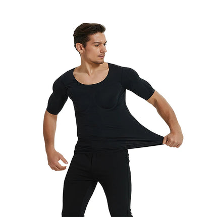 New Invisible Men's T-Shirt with Fake Muscles Short Sleeve Slim Fit Bodybuilding Costume Youthful Popular Nylon Spandex Blend