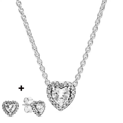 2025 New Birthday Day Gift S925 Silver Earrings Heart &Infinity Knot Jewellery Set Pink Bow Earrings Original Women Jewelry